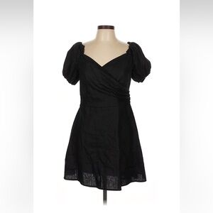 Reformation Black Mini Dress with Puff Sleeves